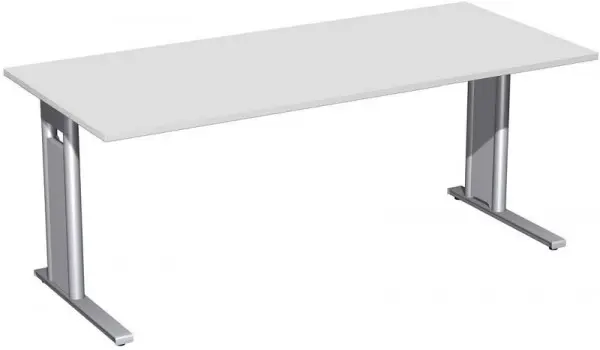 geramöbel Schreibtisch starr C Fuß Blende optional 1800x800x720 Lichtgrau/Silber N-648146-LS