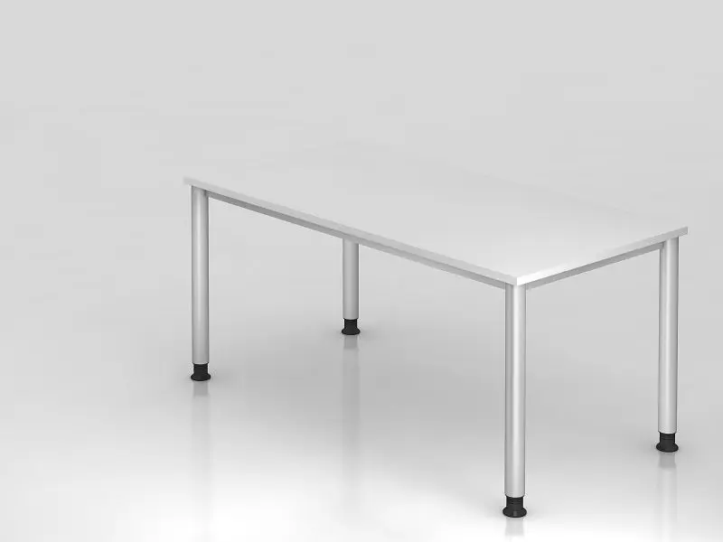 Hammerbacher Schreibtisch 4 Fuß rund 160x80cm Weiß/Silber Rechteckform VHS16/W/S
