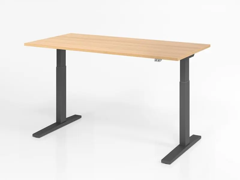 Hammerbacher Schreibtisch XMKA16 160 x 80 cm Platte: Eiche 25 mm dick ABS-Dickkante Rechteckform Graphit VXMKA16/E/G