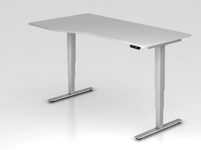 Hammerbacher Sitz-Steh-Schreibtisch elektrisch 180x100/80cm Grau Freiform links oder rechts montierbar VXDSM18/5/S