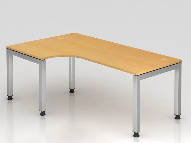 Hammerbacher Winkeltisch U-Fuß eckig 200x120cm 90° Buche Winkelform 90° schwebende Platte VJS82/6/S
