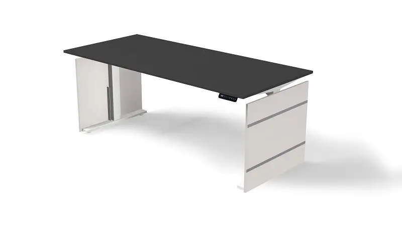 Kerkmann Steh-/Sitztisch B 1800 x T 800 mm elektrisch höhenverstellbar von 720-1200 mm Form 4 Farbe: anthrazit 10383813
