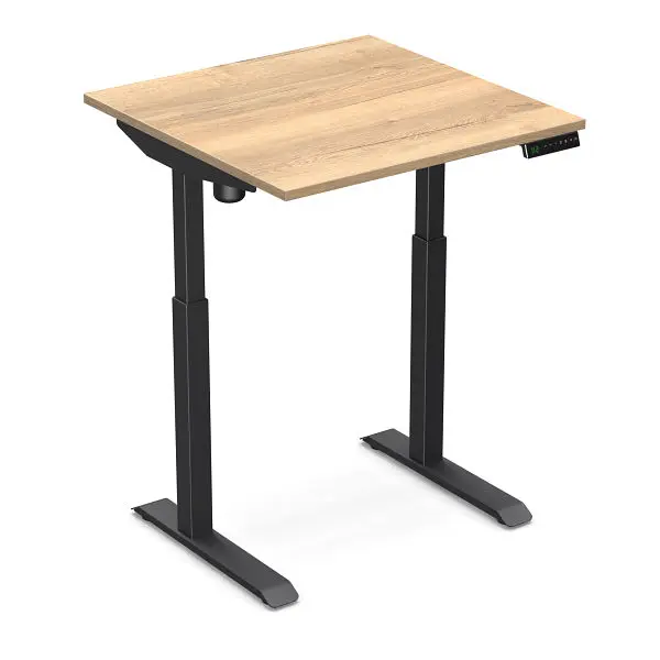 Worktrainer Sitz-Steh-Schreibtisch StudyDesk (Schwarz / Eiche Natur 80 x 80 cm) StD-s-blk-no