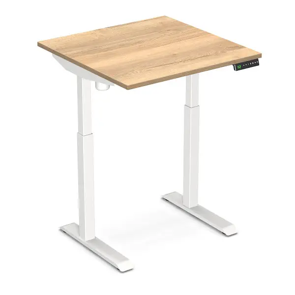 Worktrainer Sitz-Steh-Schreibtisch StudyDesk (Weiß / Eiche Natur 80 x 80 cm) StD-s-Weiß-no
