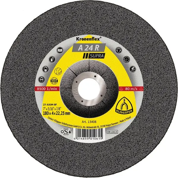Klingspor 24 R Schruppscheiben 180 x 10 x 2223 mm gekröpft VE: 10 Stück 13423