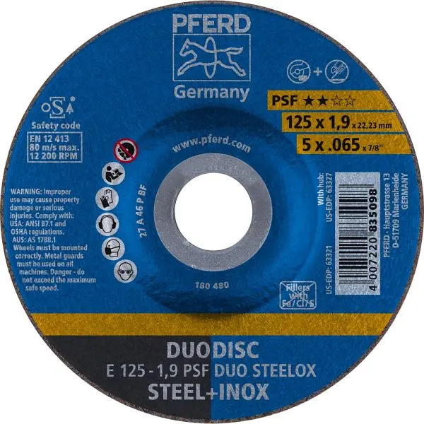 Pferd Schruppscheibe E 115-19 PSF DUO STEELOX VE: 10 Stück 62011630