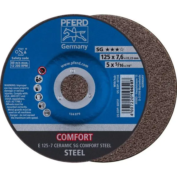 Pferd Schruppscheibe E 125-7 CERAMIC SG COMFORT STEEL VE: 10 Stück 62101125