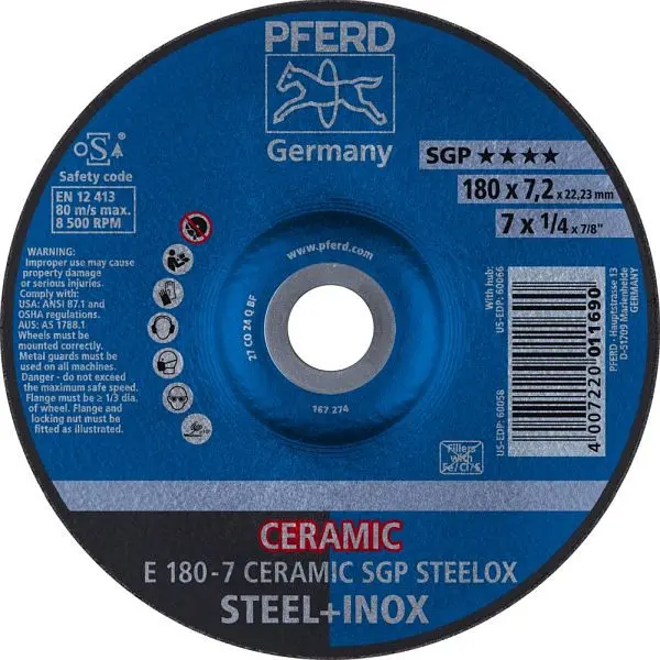 Pferd Schruppscheibe E 180-7 CERAMIC SGP STEELOX VE: 10 Stück 62217300