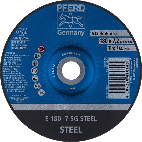 Pferd Schruppscheibe E 180-7 SG STEEL VE: 10 Stück 62217626