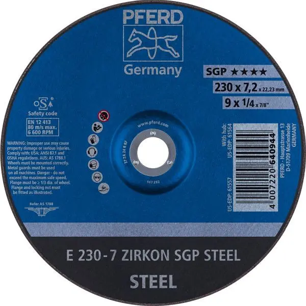 Pferd Schruppscheibe E 230-7 ZIRKON SGP STEEL VE: 10 Stück 62223737