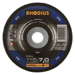 Rhodius ALPHAline KSM Schruppscheibe Durchmesser [mm]: 115 Stärke [mm]: 7 Bohrung [mm]: 22.23 VE: 25 Stück 200013