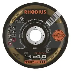 Rhodius TOPline FS1 FUSION Schruppscheibe Durchmesser [mm]: 125 Stärke [mm]: 4 Bohrung [mm]: 22.23 VE: 10 Stück 207830