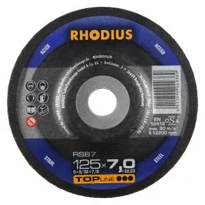 Rhodius TOPline RS67 Schruppscheibe Durchmesser [mm]: 125 Stärke [mm]: 7 Bohrung [mm]: 22.23 VE: 25 Stück 200141