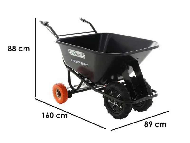 Gartenwagen GeoTech CAR 300T - Elektrische Schubkarre -160 EVO - Akku 40V e 6 Ah