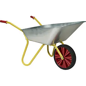 Leichte Schubkarre BD, 100 l, pannensichere Bereifung, LxB 1230 x 690 mm, gelb.