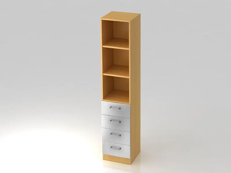 Hammerbacher Schubkasten-Schrank 5OH 4 Schübe Sockelblende Chromgriff Buche/Silber 406x42x2004 cm (BxTxH) V7600/6/S/CE