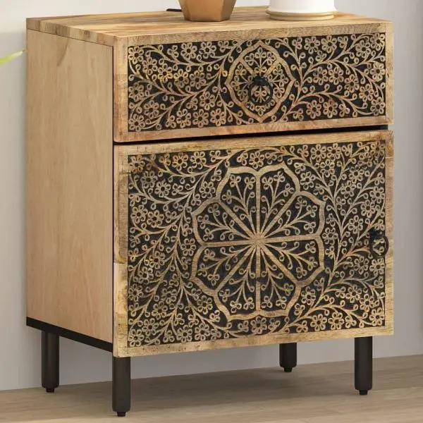 vidaXL Nachttisch 50x33x60 cm Massivholz Mango Material: Massives Mangoholz mit natürlichem Finish Holzwerkstoff Eisen 35...