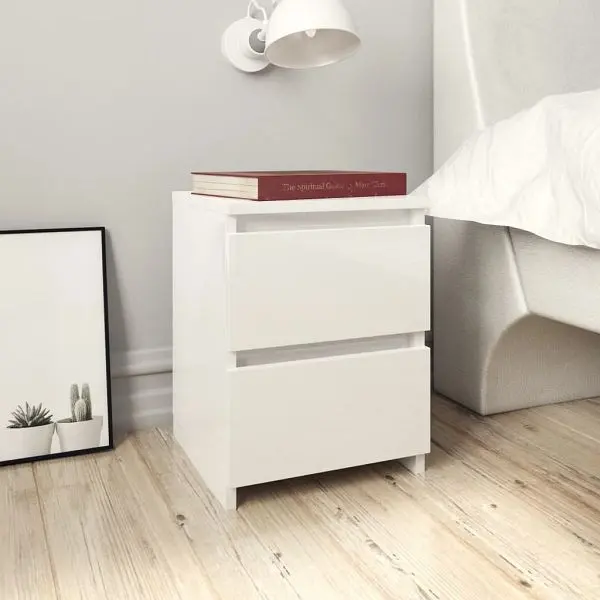 vidaXL Nachttische Hochglanz-Weiß 30×30×40 cm Holzwerkstoff VE: 2 Stück 800526