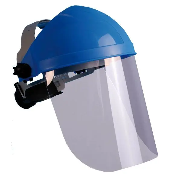 L+D GESICHTSSCHUTZSCHIRME mit Stirnschutz EN 166 farblose PC Sichtscheibe blau/grauer Stirnschutz VE: 10 Stück 2669