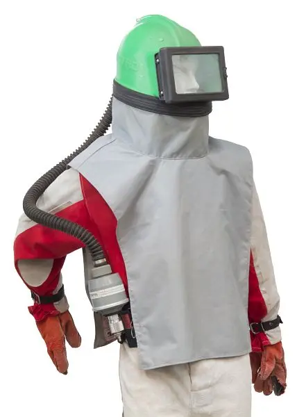 ELMAG Sicherheitmaske (Helm) komplett Typ 'Astro' M06 für Sandstrahlgeräte inklusive Beckengurt mitReg...