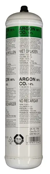 ELMAG Einwegflasche Argon 1 L / 110 bar Höhe: 310 x Ø 73mm 54102