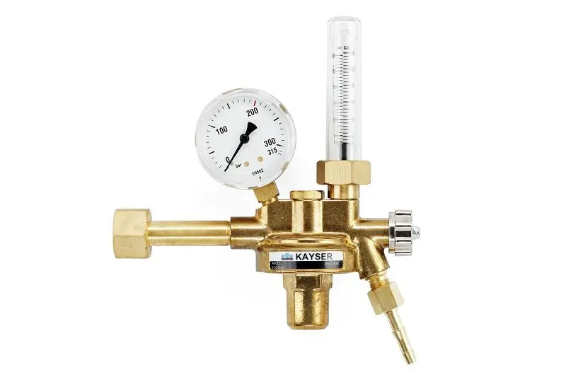 Kayser Druckregler 'Argon/Co2' mit Flowmeter mit 1 Manometer Ø 63mm &amp; Flowmeter 200 bar 5-30 l/...
