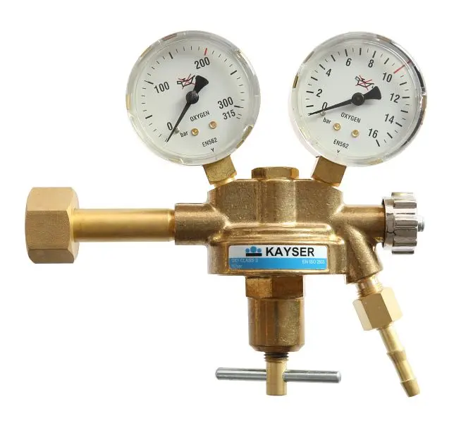 Kayser Druckregler 'Sauerstoff' mit 2 Manometer Ø 63mm 55180