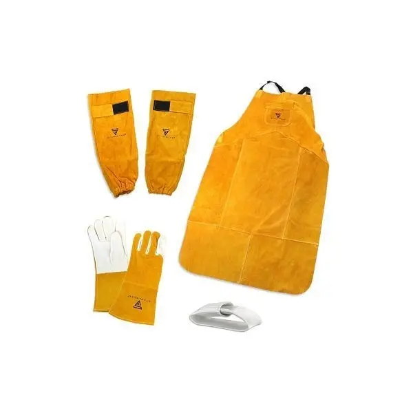 STAHLWERK Schweißerschutzkleidung Set - Schweißerschürze + Schweißerhandschuhe + Armspritzschutz + TIG Finger 5377
