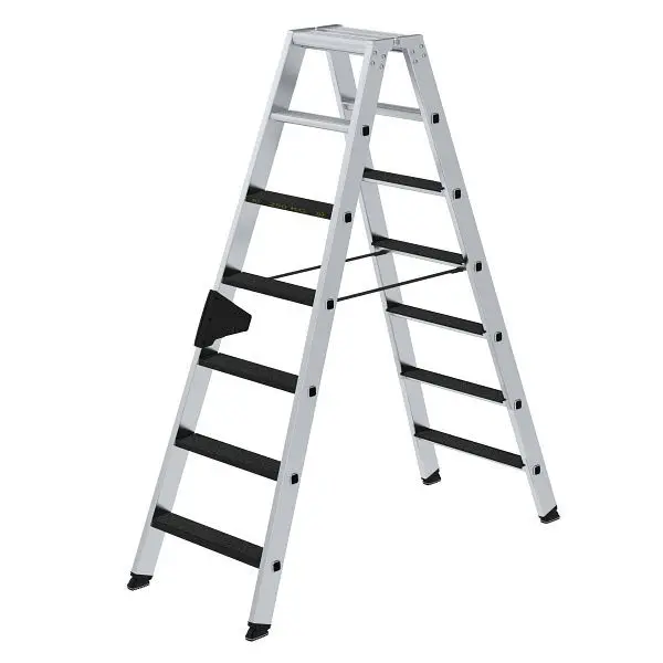 Munk Günzburger Steigtechnik Stufen-Stehleiter 250 kg beidseitig begehbar mit clip-step R 13 2x7 Stufen 043807
