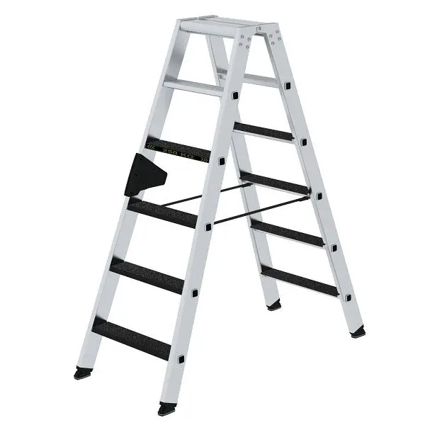 Munk Günzburger Steigtechnik Stufen-Stehleiter 250 kg beidseitig begehbar mit clip-step R 13 2x6 Stufen 043806