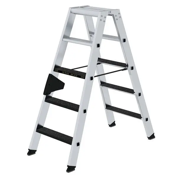 Munk Günzburger Steigtechnik Stufen-Stehleiter 250 kg beidseitig begehbar mit clip-step R 13 2x5 Stufen 043805