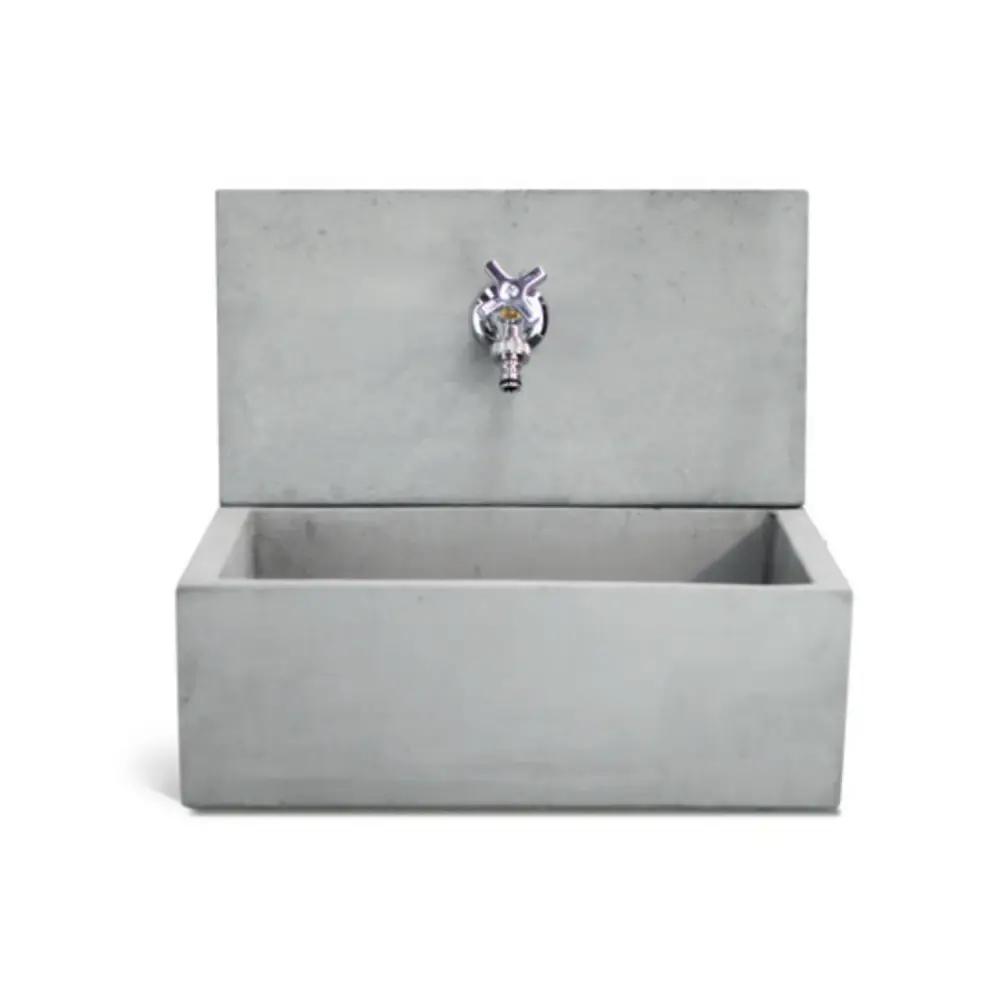 Gartenwasserbecken mit Spritzschutz aus grauem Zement 45x35 cm Modell Q-Desy