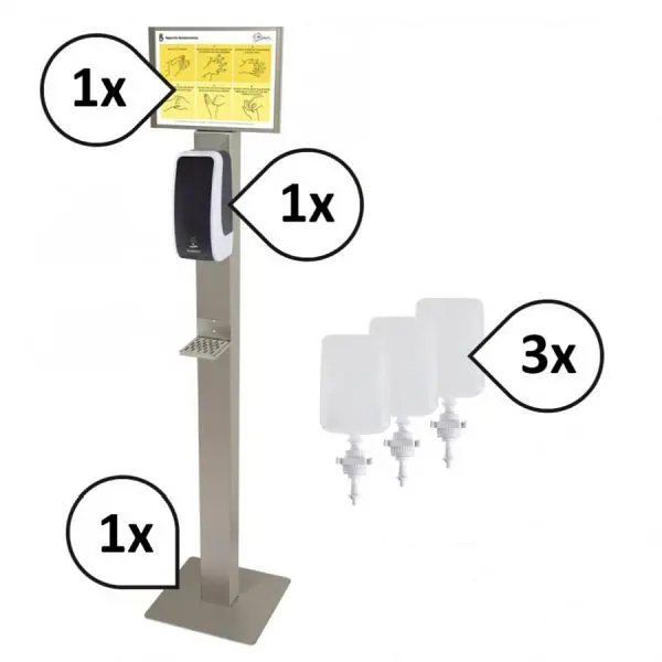 Blanc Hygienic SET: Desinfektionsspender SENSOR Cosmos + Bodenständer Infotafel Desinfektion &amp; Hygieneplan Farbe:...