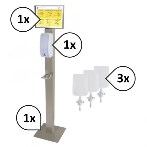 Blanc Hygienic SET: Desinfektionsspender SENSOR Cosmos + Bodenständer Infotafel Desinfektion &amp; Hygieneplan Farbe:...