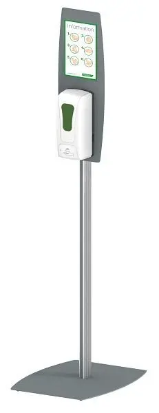 HAEBERLE Fühler-Desinfektionsmittelspender 1000 ml mit Hinweisschild zur korrekten Händedesinfektion 25236