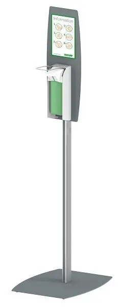 HAEBERLE Seifen- und Desinfektionsmittelspender 1000 ml mit Hinweisschild zur korrekten Händedesinfektion 25235