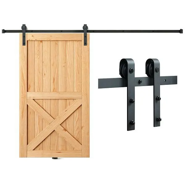 VEVOR 300cm Schiebetürbeschlag J-förmig Schiebetürsystem mit 2-teiligen Schienen 150kg Tragfähigkeit Laufschiene GCYMW...