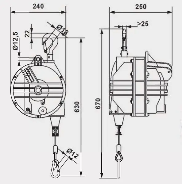 Brinkmann Balancer - Traglast: 22 - 25 kg und Seillänge: 2000 mm aus Edelstahl 6410 9359