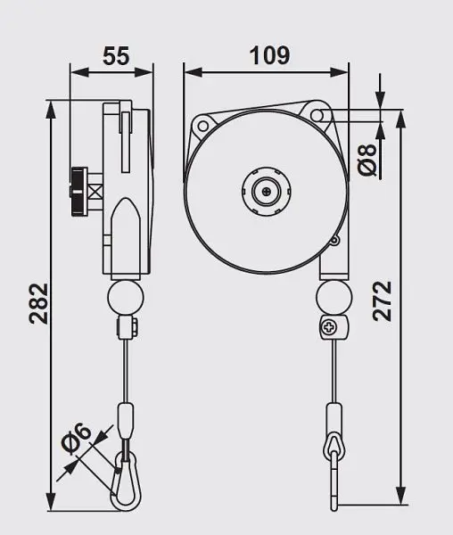 Brinkmann Federzug - Traglast: 04 - 1 kg und Seillänge: 1600 mm aus Edelstahl 6410 9311