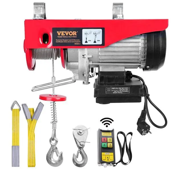 VEVOR elektrische Seilwinde 125kg bis 250kg Hubhöhe 12m 510W Kupfermotor kabellos DDG550LBS21FTW2DOV2