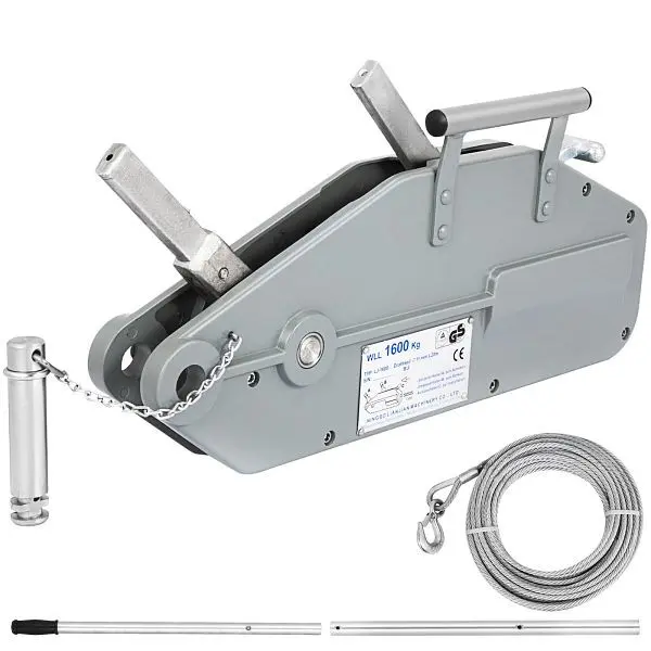 VEVOR Seilzug bis 1600 kg Leistungsfähigkeit mit 25 m Drahtseil Edelstahl Seildurchmesser 11 mm maximale Reiselast 2400 k...