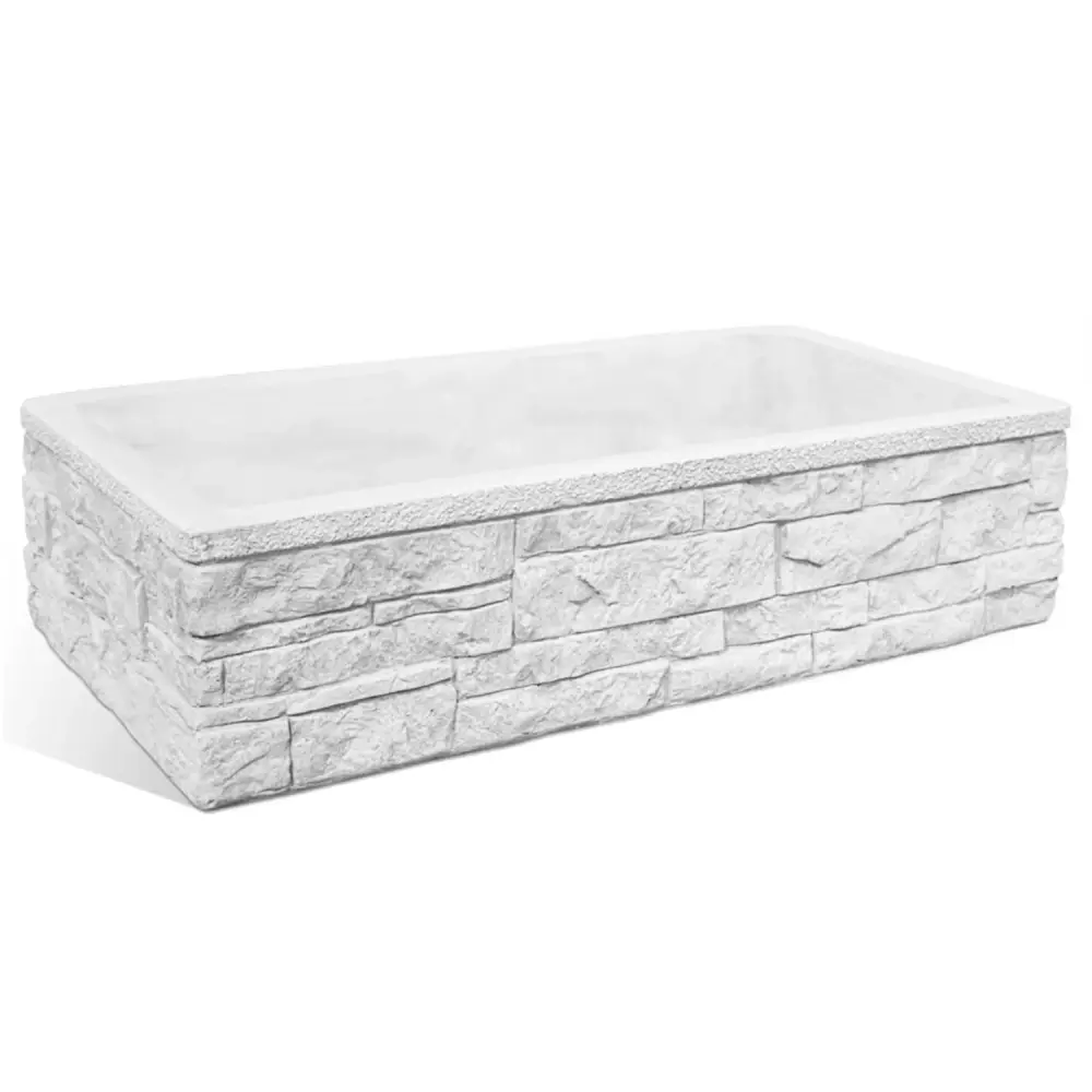 Außenwaschbecken aus weißem Beton mit Ziegelsteinoptik 100x52x20h cm Modell Sicily