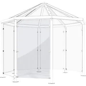Seitenwand zu Personenüberdachung im Pavillon-Stil, aus Sicherheitsglas, sichtbar. für Familien mit Kindern