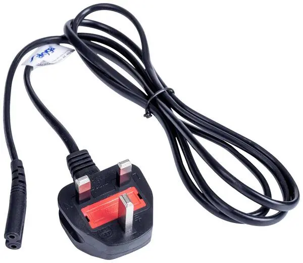 Akyga Strom Anschlusskabel [1x Kleingeräte-Buchse C7 - 1x UK-Stecker] 1.50 m Schwarz - für Notstromaggregate