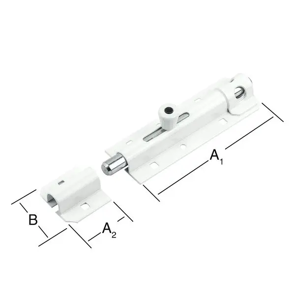 Vormann Bolzen-Türschlossriegel 130 mm weiß VE: 5 Stück 000104130W