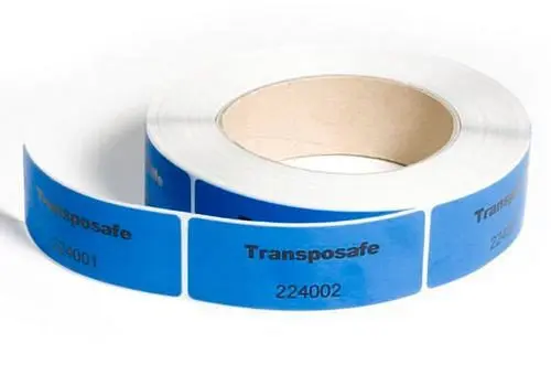 DENIOS Transposafe Schutzslabel zur Versiegelung 30 x 78 mm 1 Rolle à 250 Stück 290819