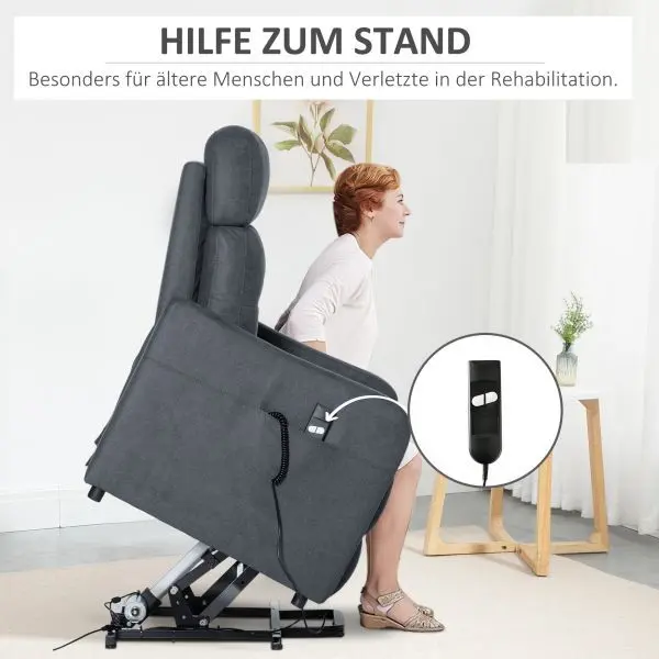HOMCOM Elektrischer Relaxsessel Grau 71 x 94 x104 cm 713-105