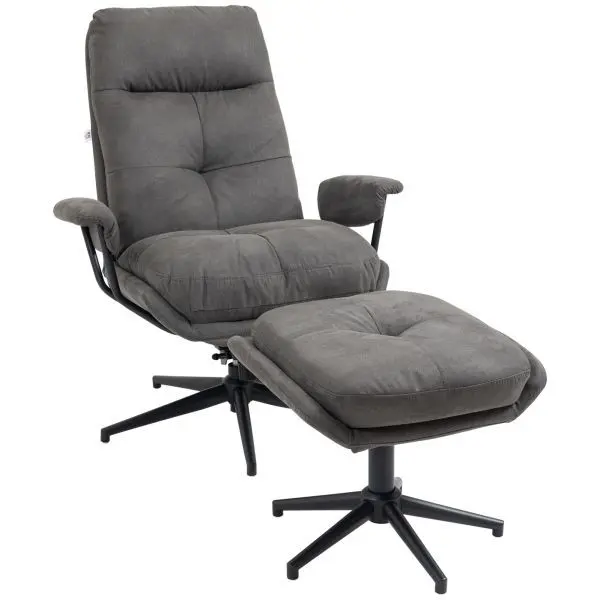 HOMCOM Relaxsessel mit Hocker Drehbarem Fuß Fernsehsessel mit Liegefunktion 839-693V00CG