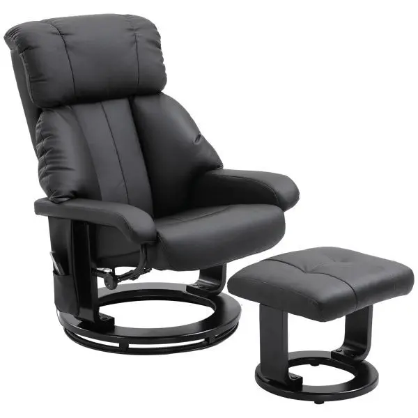 HOMCOM Relaxsessel mit Liegefunktion Massagesessel inkl. Hocker Fernsehsessel 700-008V02BK