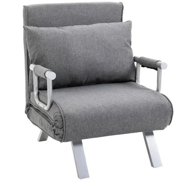 HOMCOM Schlafsofa mit Armlehne Grau 65 x 69 x 80 cm 833-040V01